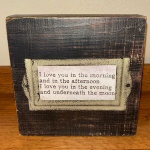 Rustic Brown Wooden Plaque with Sentimental Quote